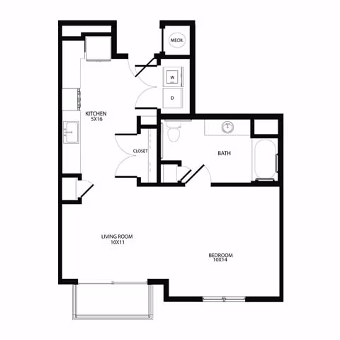 Studio (E1) 1109 floor plan